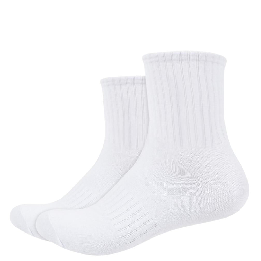 IDENTITY Apparel Unisex Colored Quarter Length Mid Cut Cotton Socks with Striped Ribbing and Arch Support