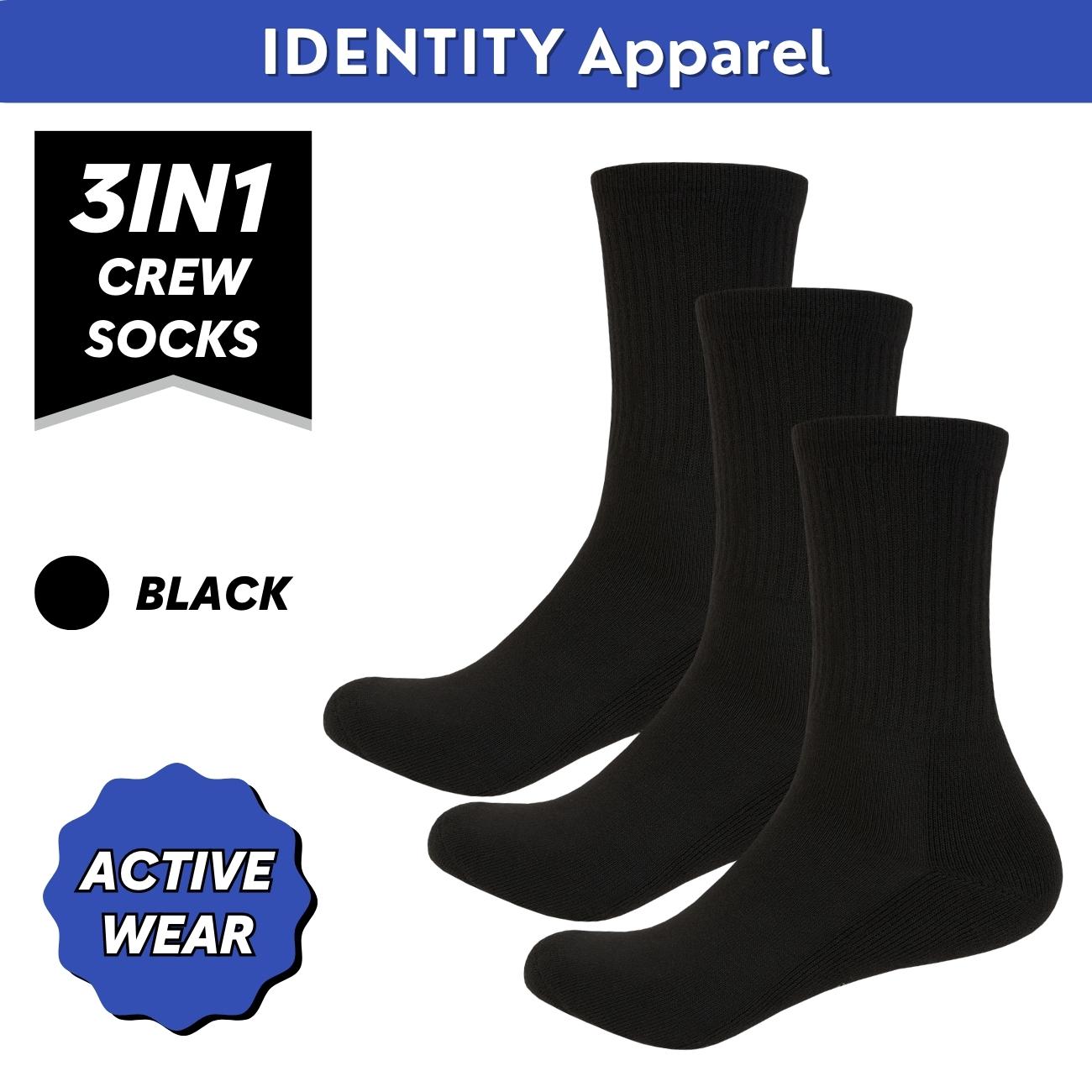 IDENTITY Apparel Performance Enhancing Moisture-Wicking Active Wear Crew Length Socks