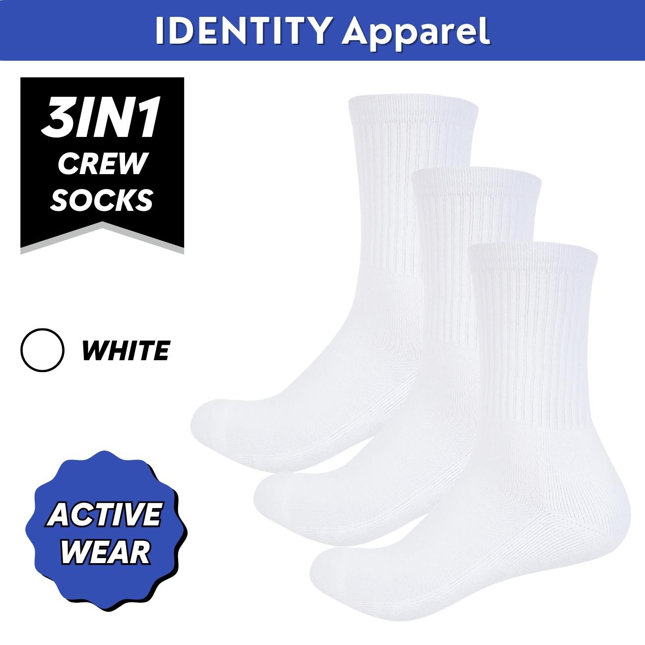 IDENTITY Apparel Performance Enhancing Moisture-Wicking Active Wear Crew Length Socks