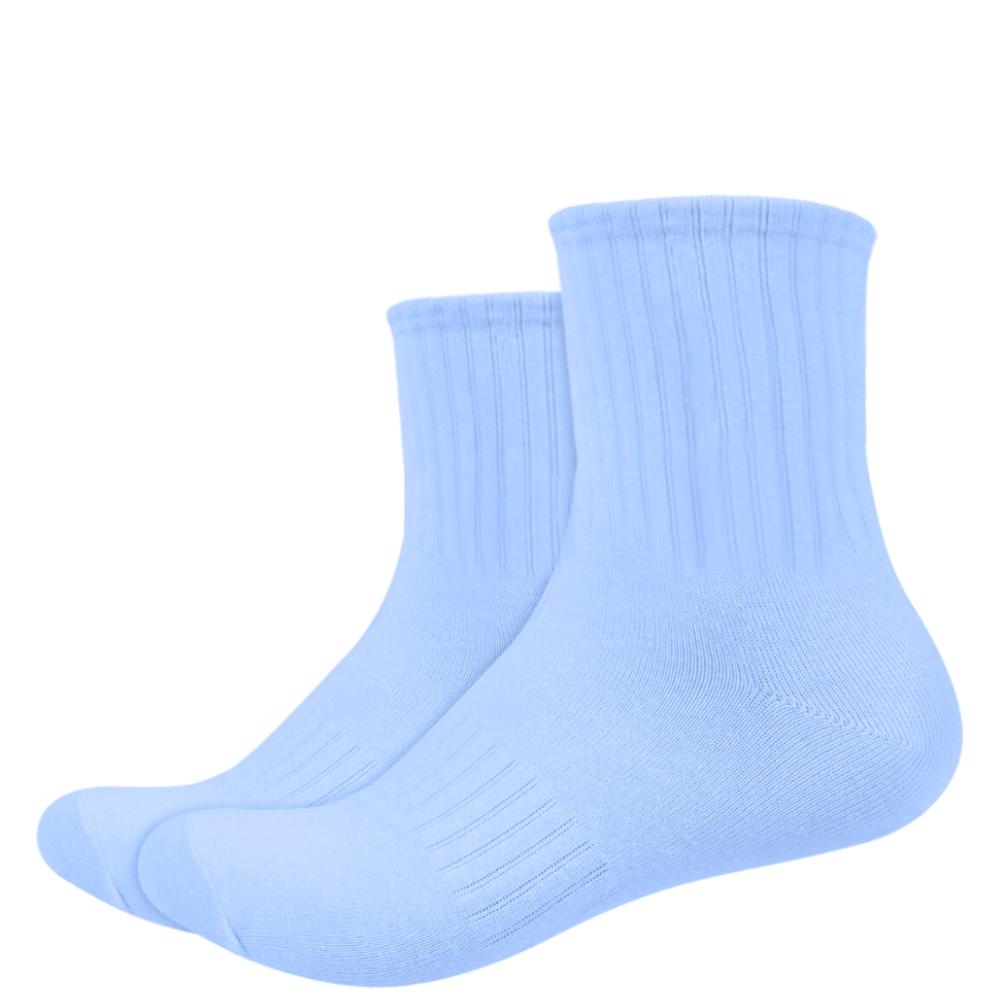 IDENTITY Apparel Unisex Colored Quarter Length Mid Cut Cotton Socks with Striped Ribbing and Arch Support