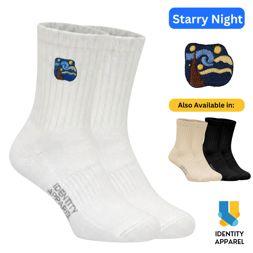 Starry Night Embroidered Cotton Socks | Art Gallery Collection