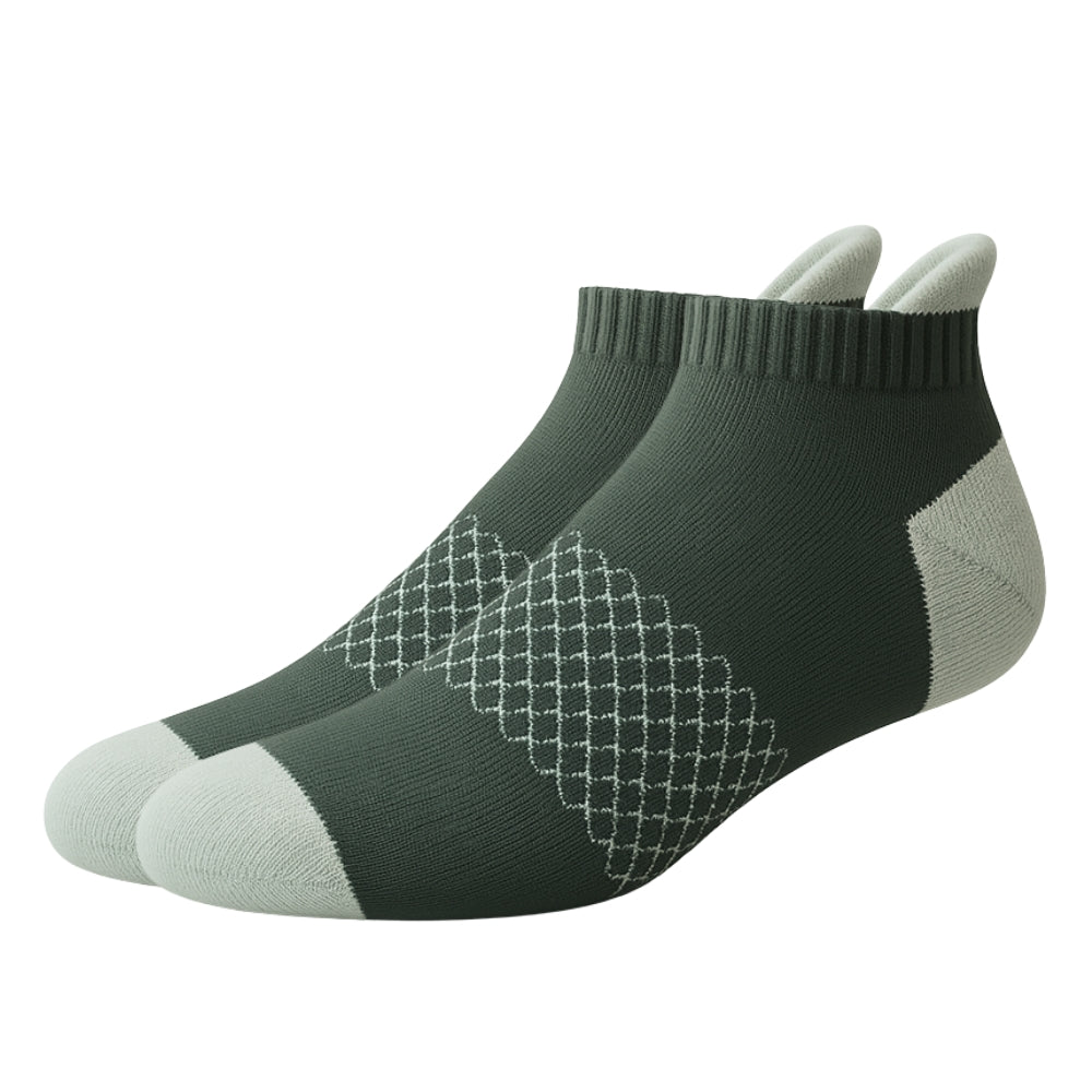 Low Cut Ankle Length Running Sports Socks w/ Double Padded Cushioned Sole and Beehive Arch Compression Support
