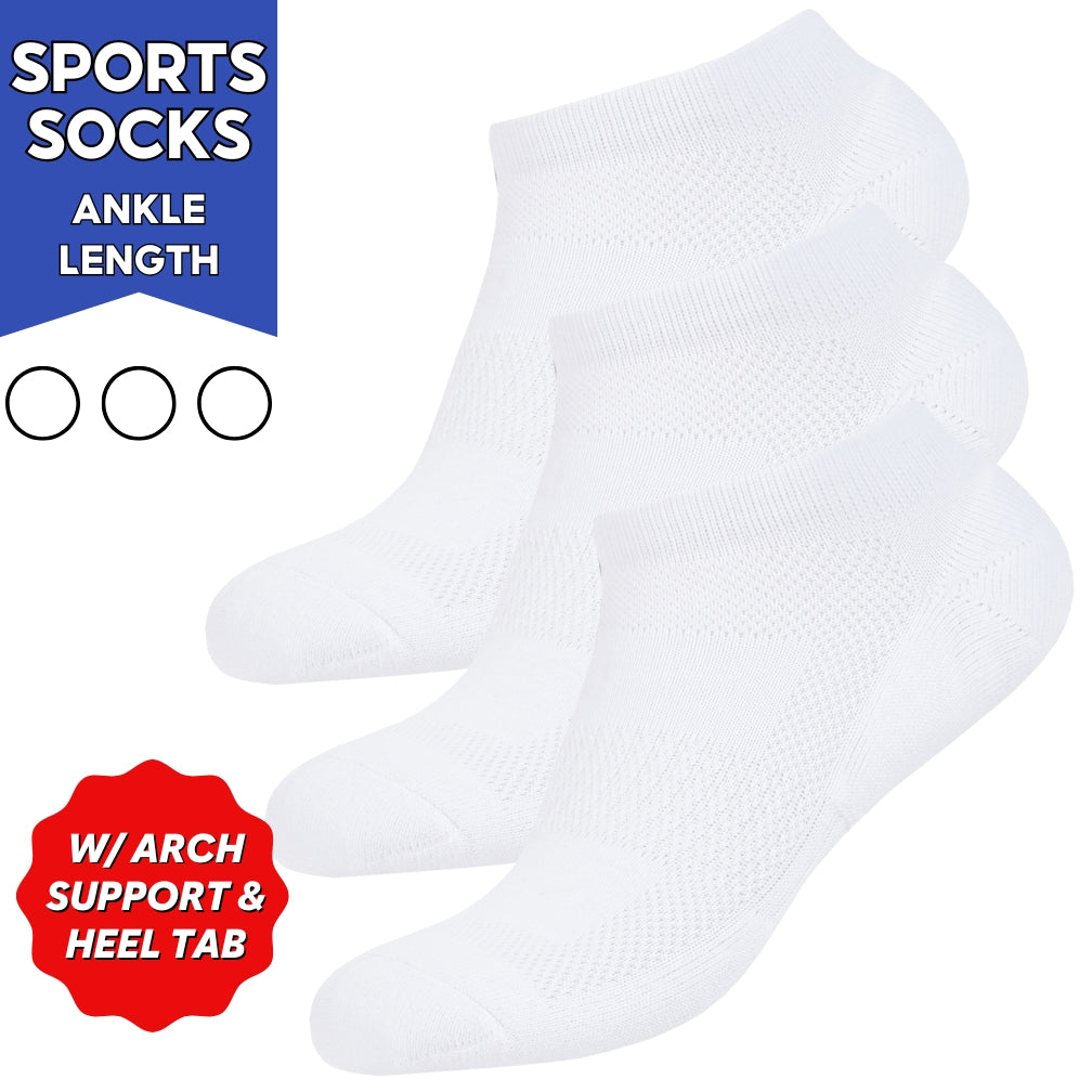 Double Padded Ankle Length Sports Socks with Heel Tab and Arch Support