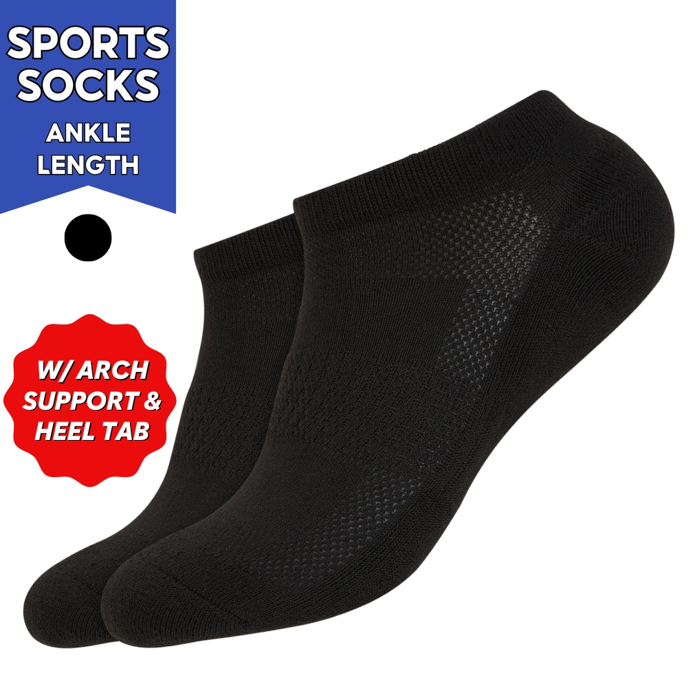 Double Padded Ankle Length Sports Socks with Heel Tab and Arch Support