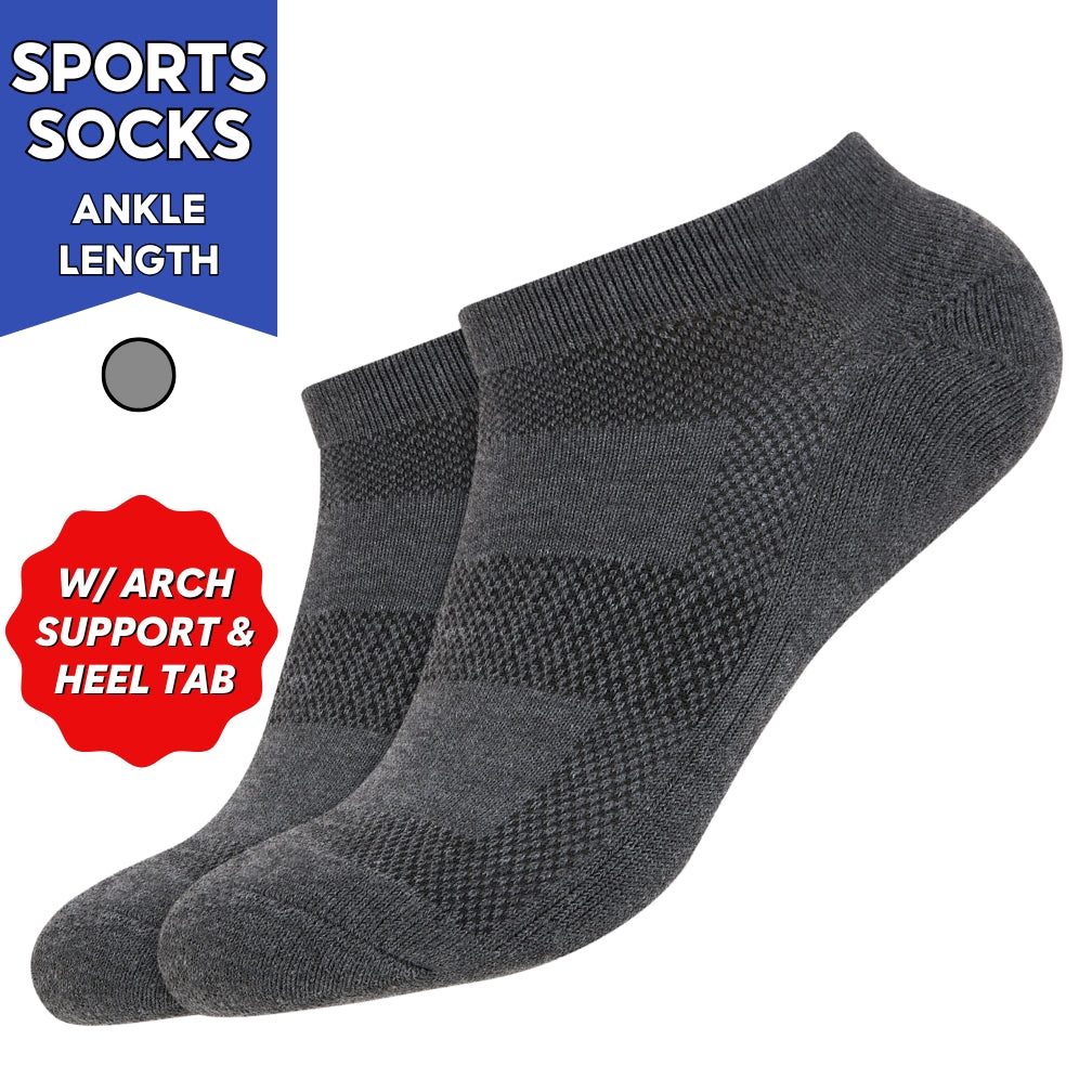 Double Padded Ankle Length Sports Socks with Heel Tab and Arch Support