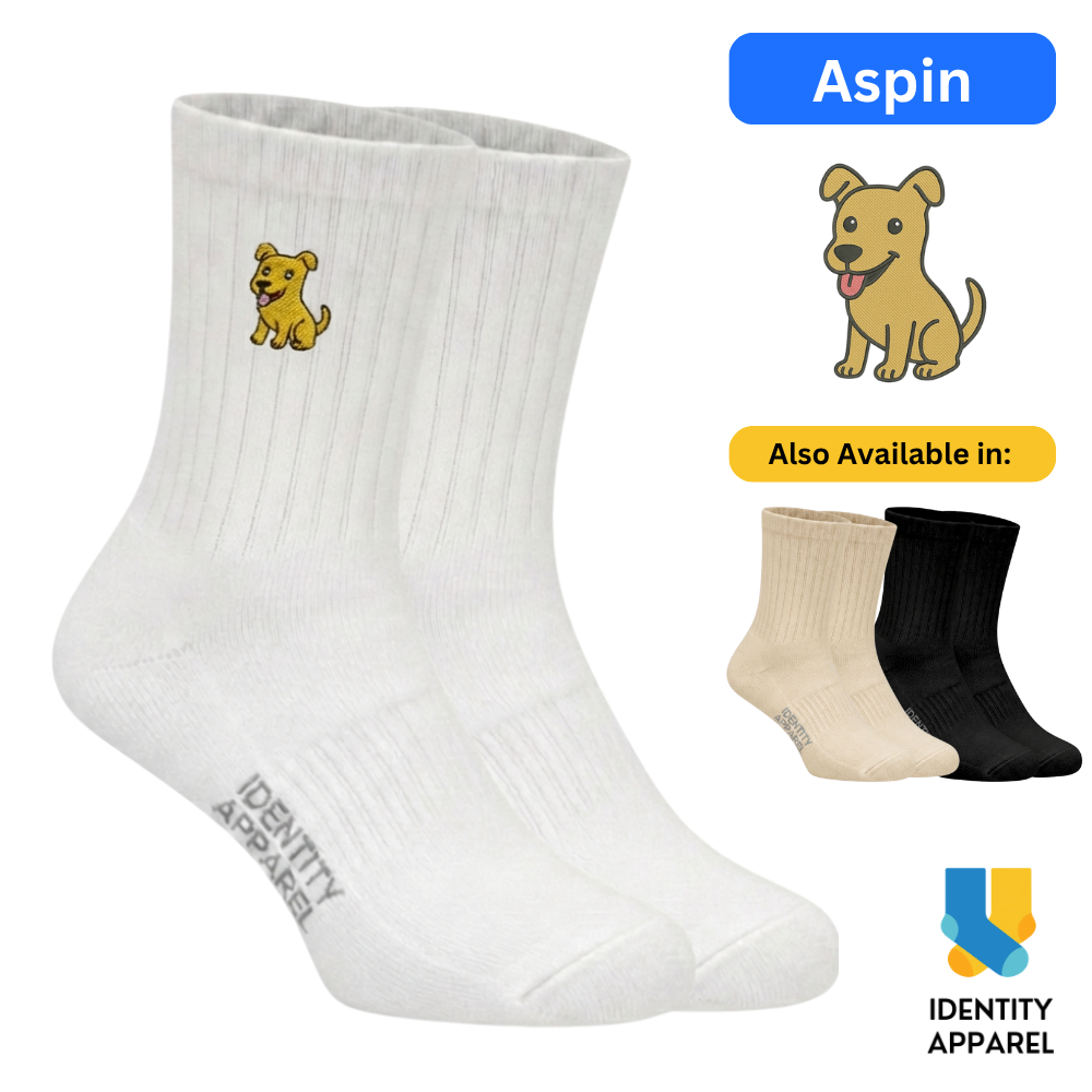 Aspin Embroidered Premium Cotton Socks | Pup Culture Collection