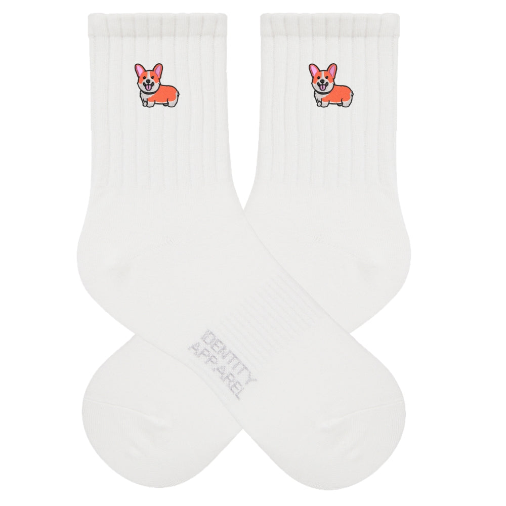Corgi Embroidered Cotton Socks for Dog Lovers | Pup Culture Collection