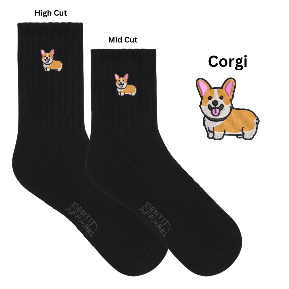 Corgi Embroidered Basic Cotton Socks