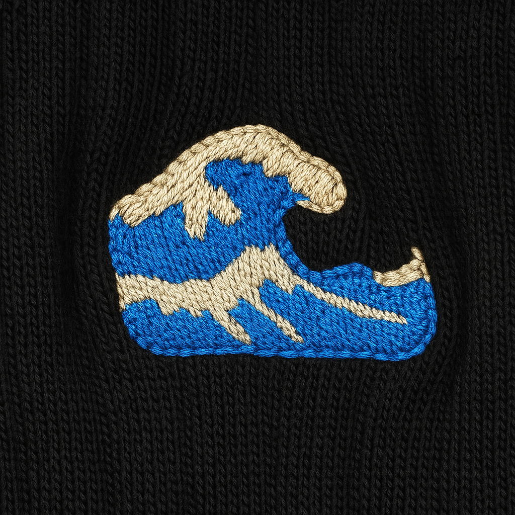 The Great Wave Embroidered Premium Cotton Socks | Art Gallery Collection