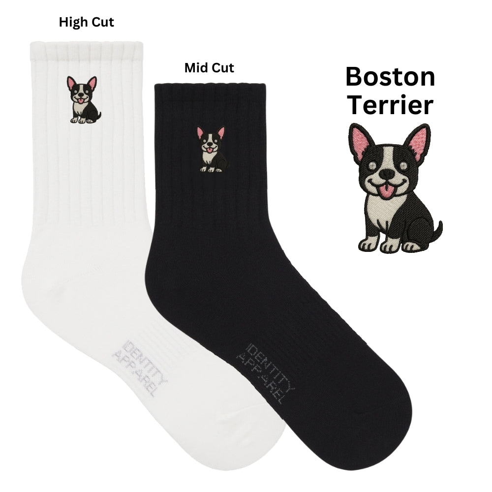 Pup Culture 3 Collection Dog Embroidered Basic Cotton Socks with Arch Support