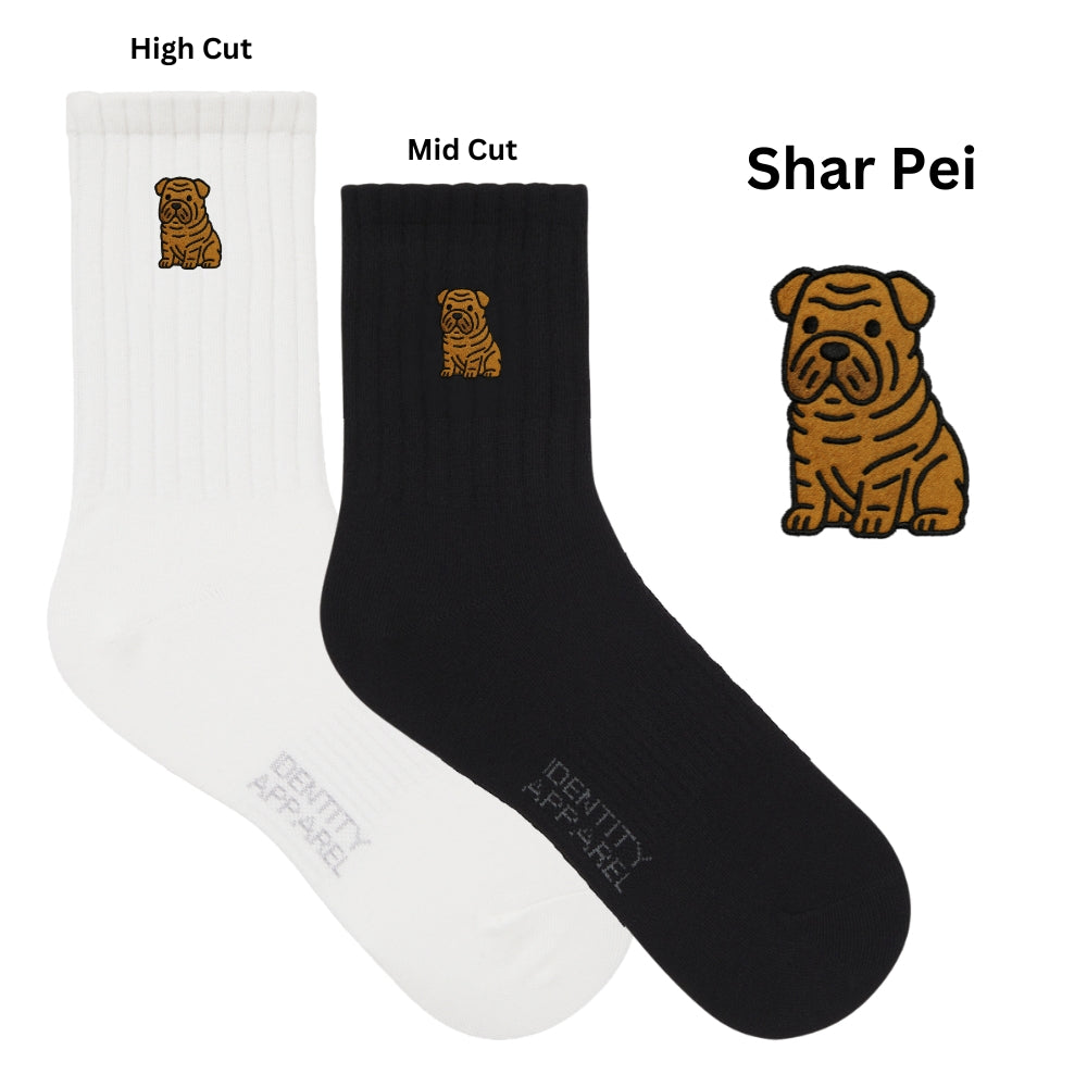 Pup Culture 3 Collection Dog Embroidered Basic Cotton Socks with Arch Support