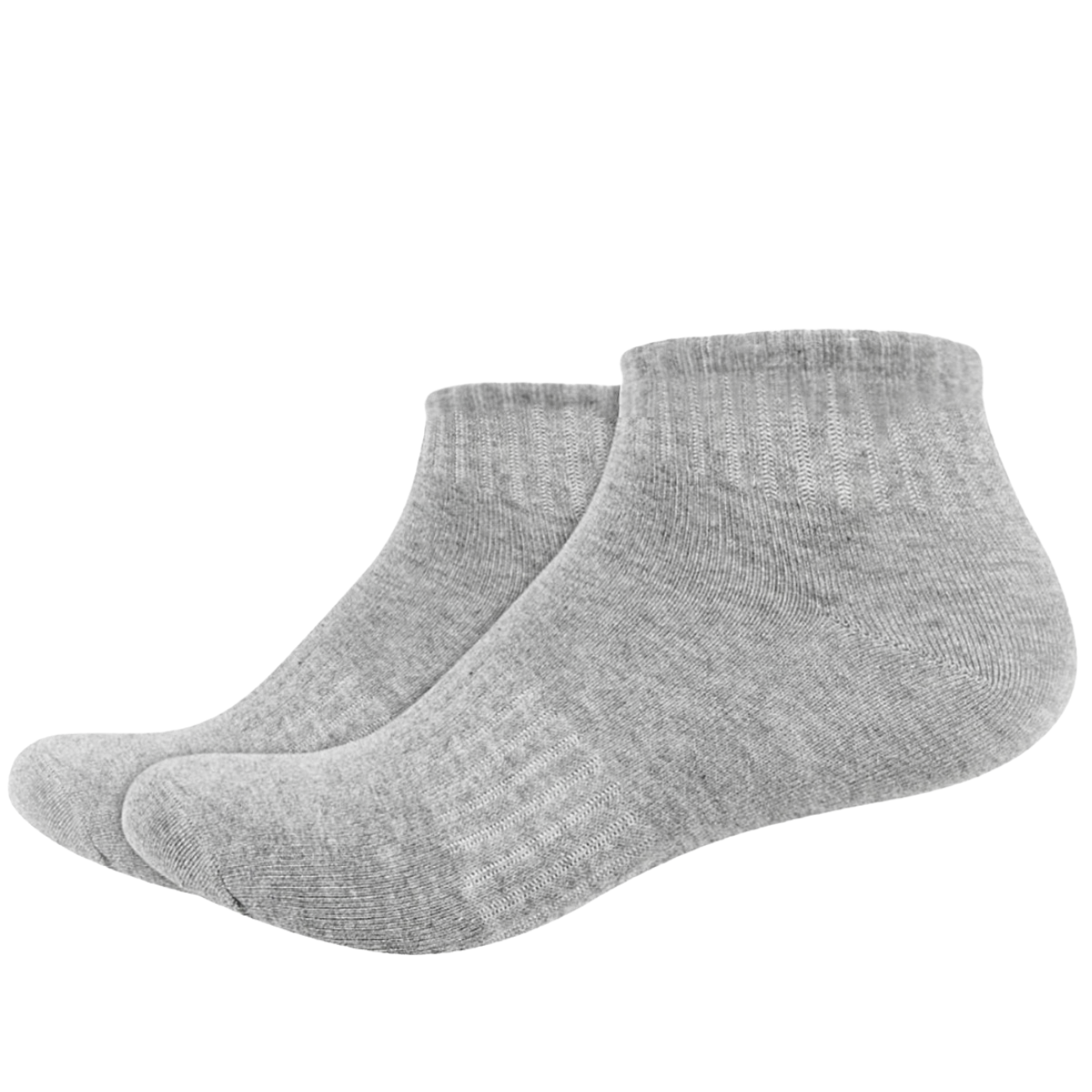 Basic Plain Low Cut Ankle Length Cotton Socks w/ Ribbed Leg and Foot Arch Support