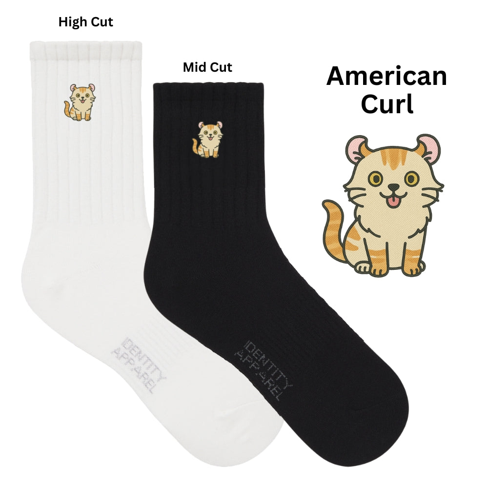 Purrfect Pair Cats Embroidered Basic Cotton Socks with Arch Support