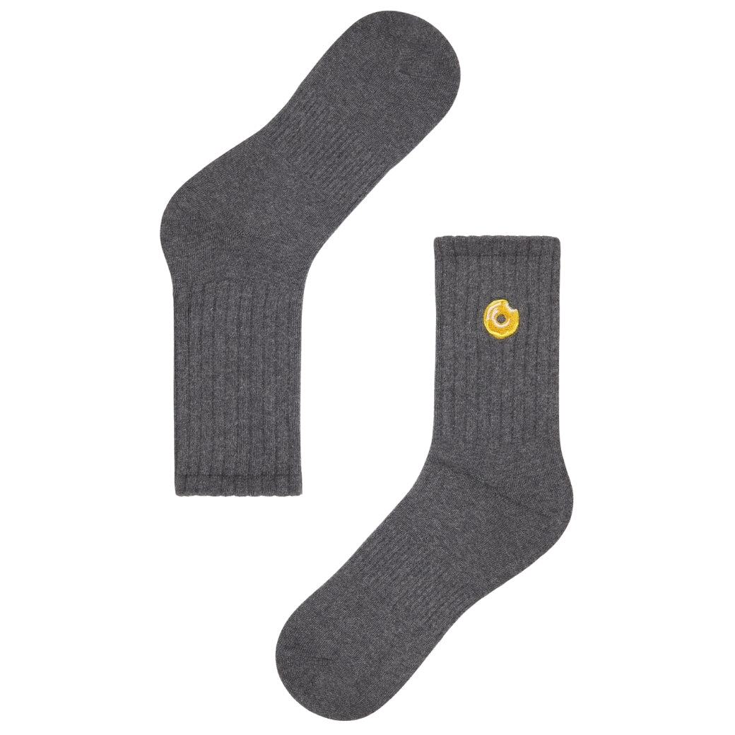 Basic Crew Socks with Donut Embroidery