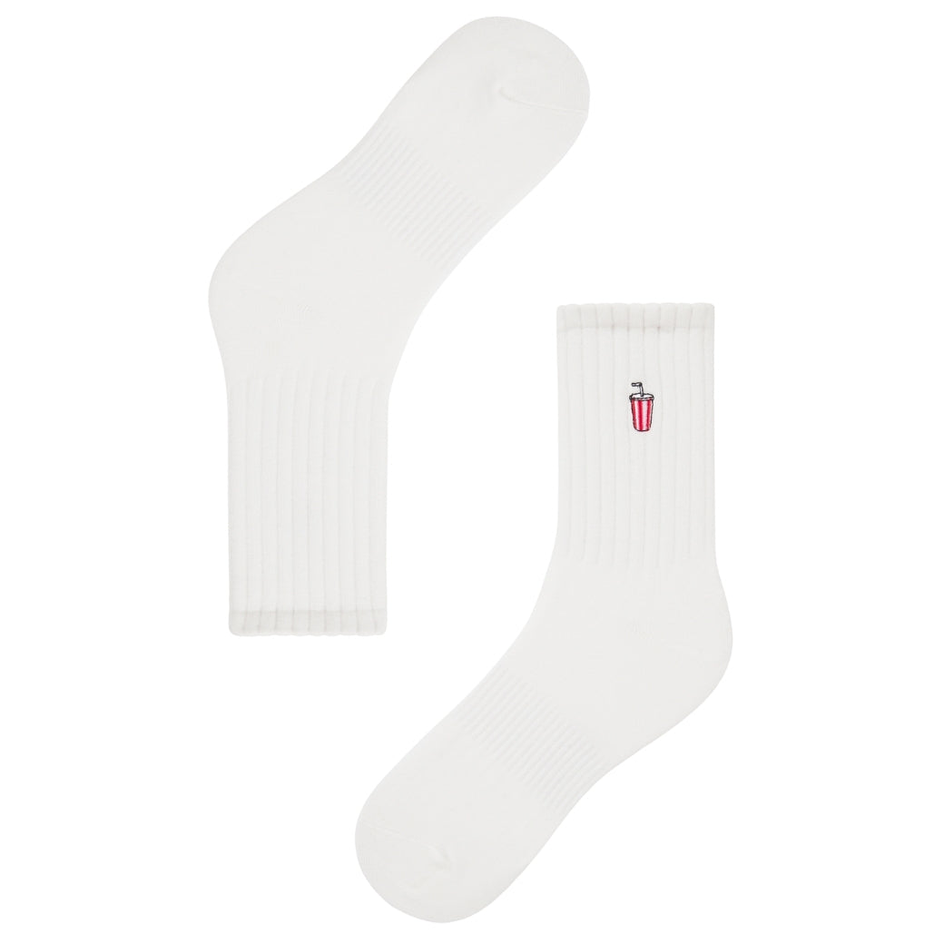 Basic Crew Socks with Fountain Pop Embroidery