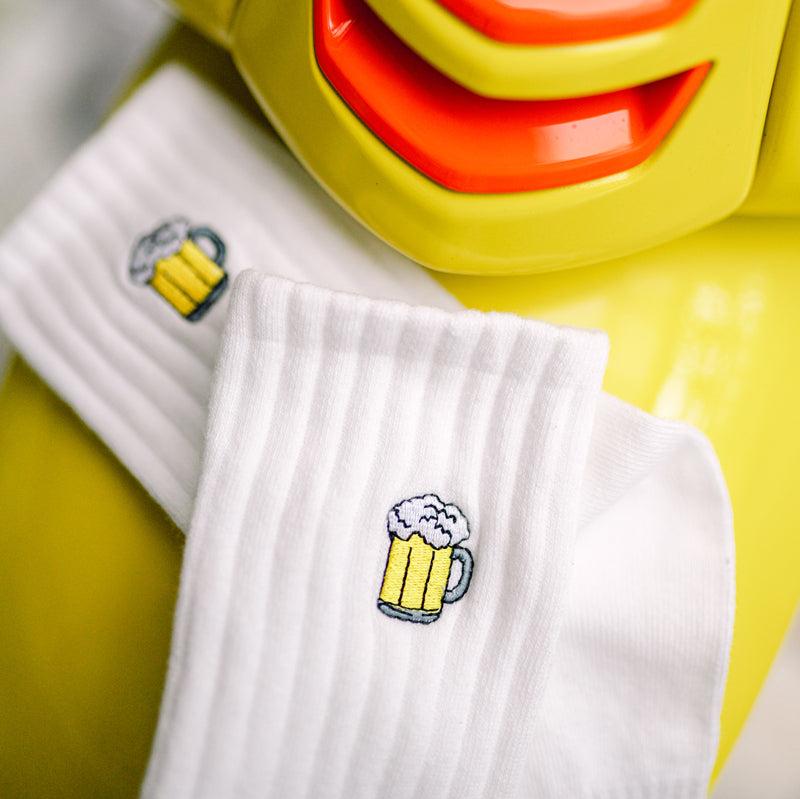Basic Crew Socks with Beer Stein Embroidery