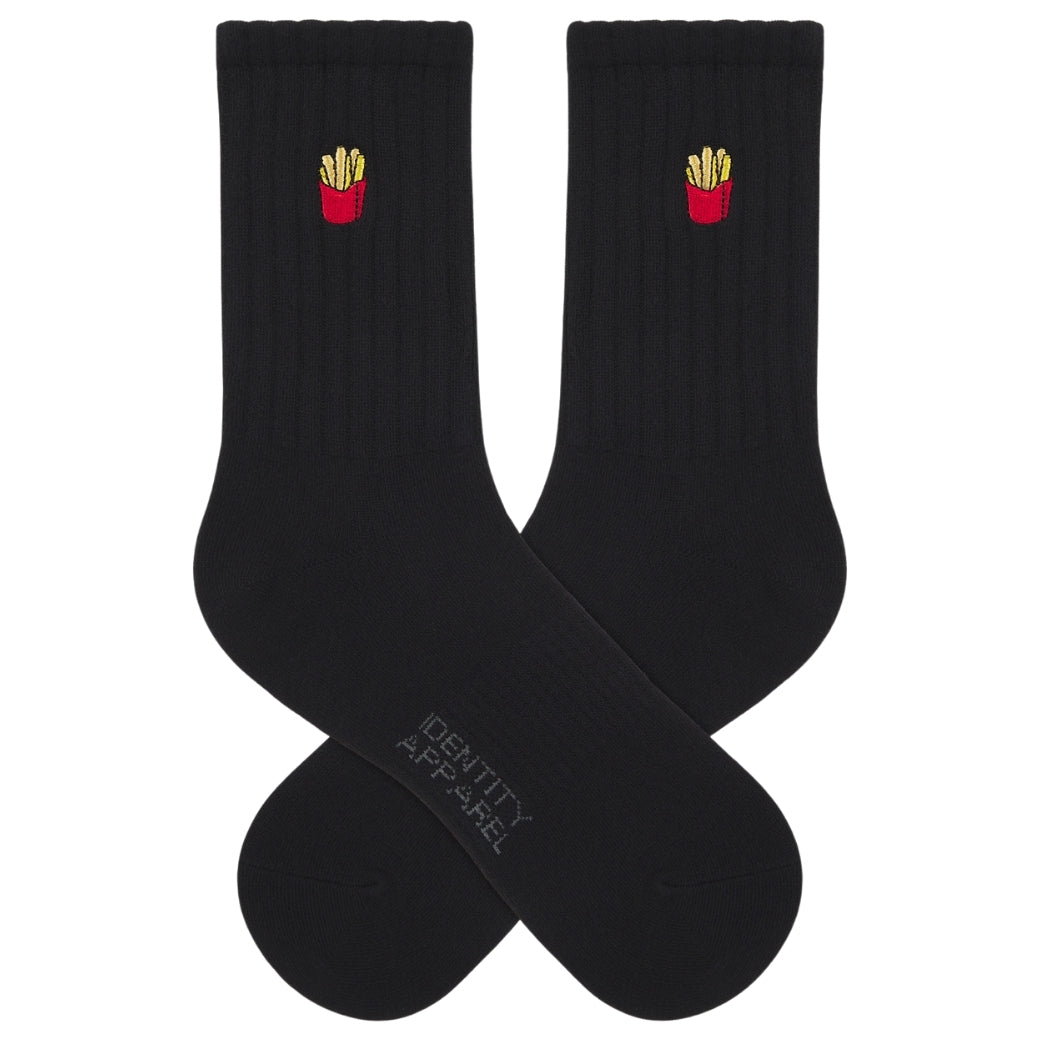 Basic Crew Socks with Fries Embroidery