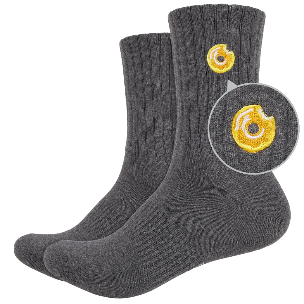 Basic Crew Socks with Donut Embroidery