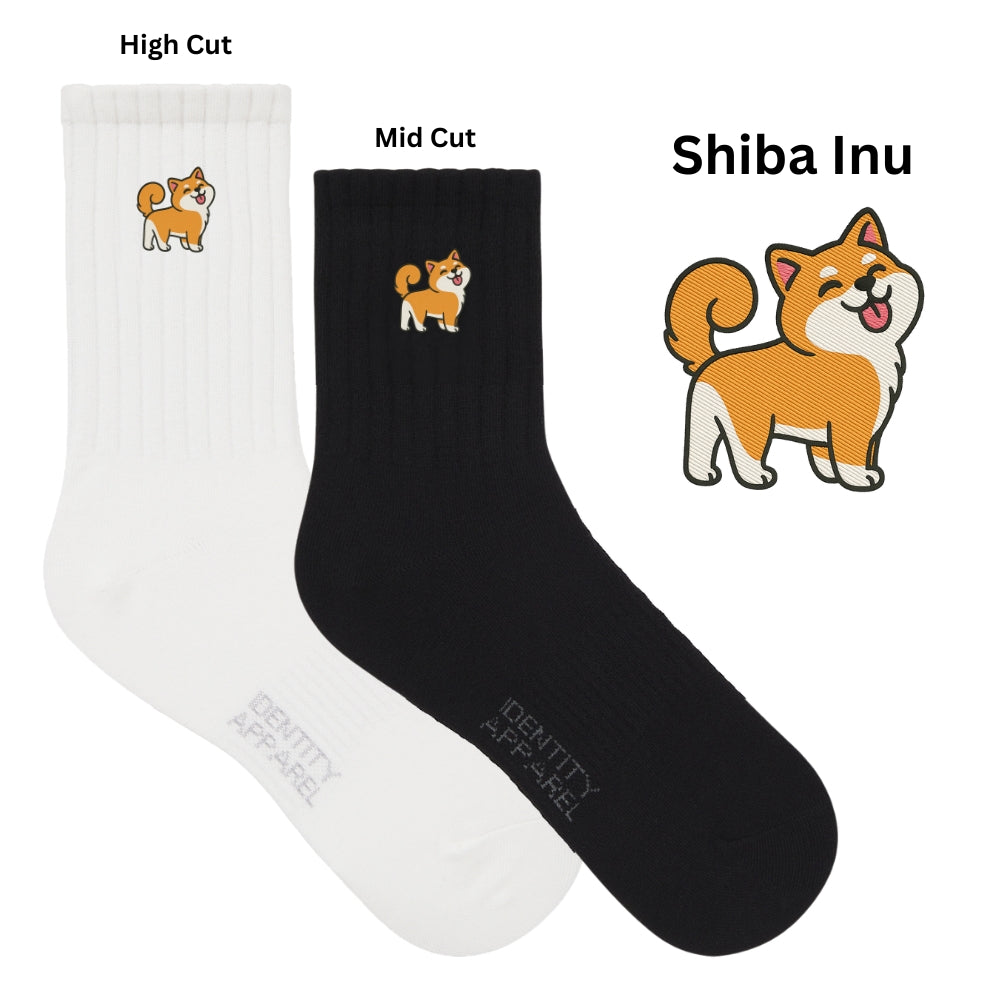Pup Culture 2 Collection Dog Embroidered Basic Cotton Socks with Arch Support