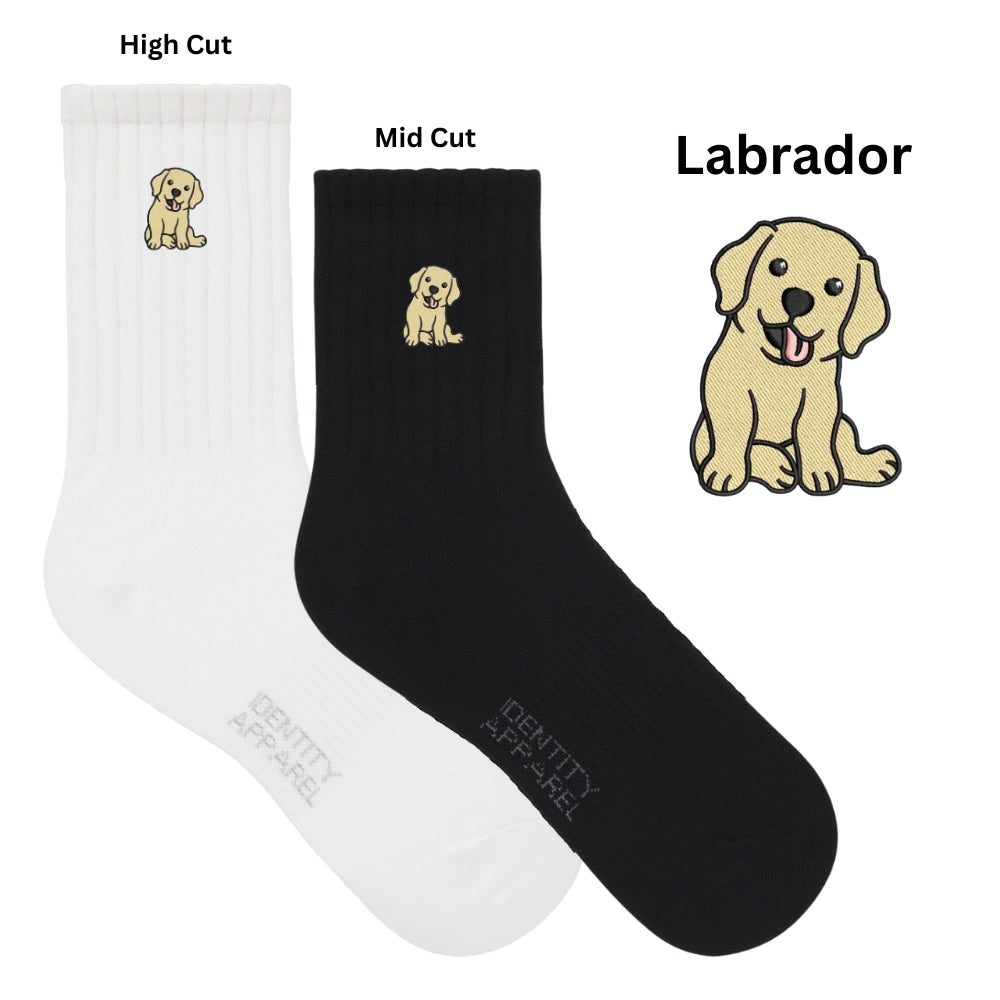 Pup Culture 2 Collection Dog Embroidered Basic Cotton Socks with Arch Support
