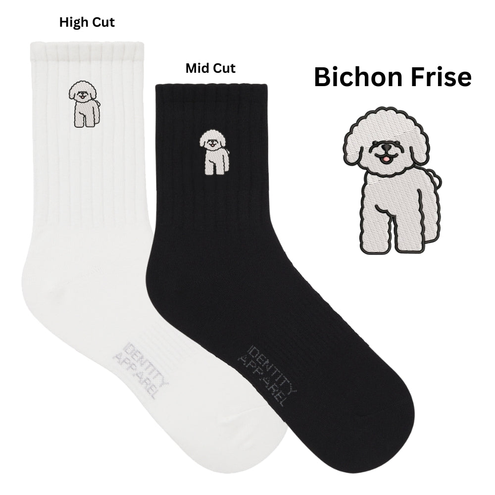 Pup Culture 2 Collection Dog Embroidered Basic Cotton Socks with Arch Support