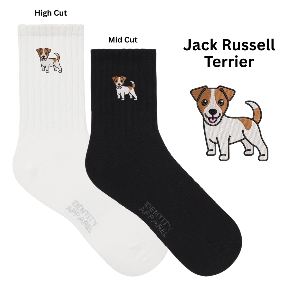 Pup Culture 2 Collection Dog Embroidered Basic Cotton Socks with Arch Support