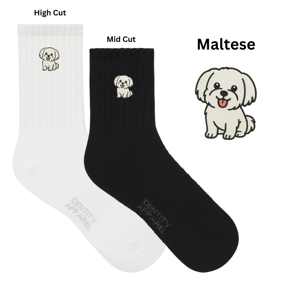 Pup Culture 2 Collection Dog Embroidered Basic Cotton Socks with Arch Support