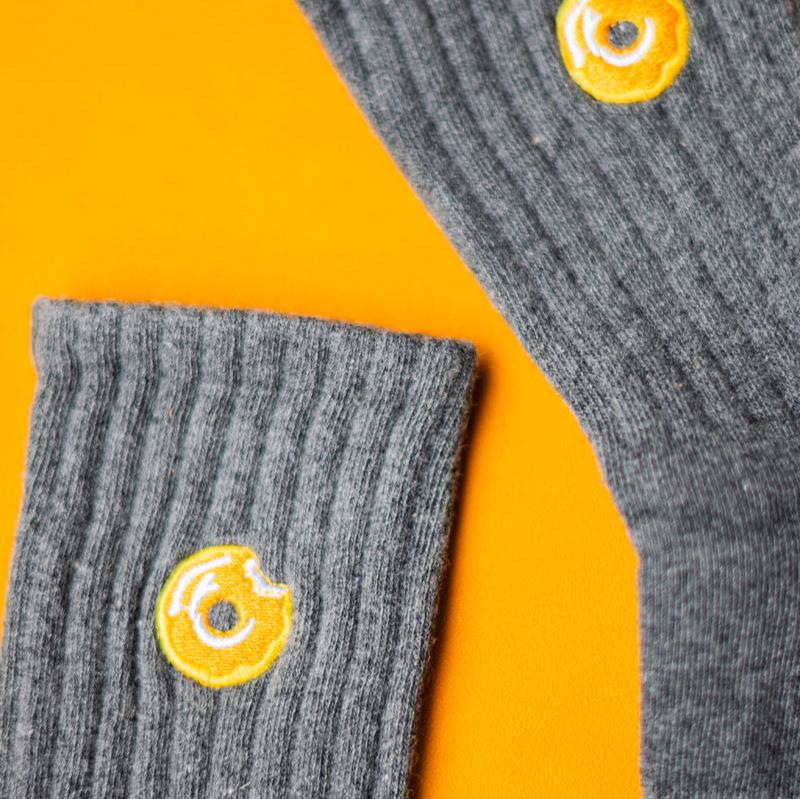 Basic Crew Socks with Donut Embroidery