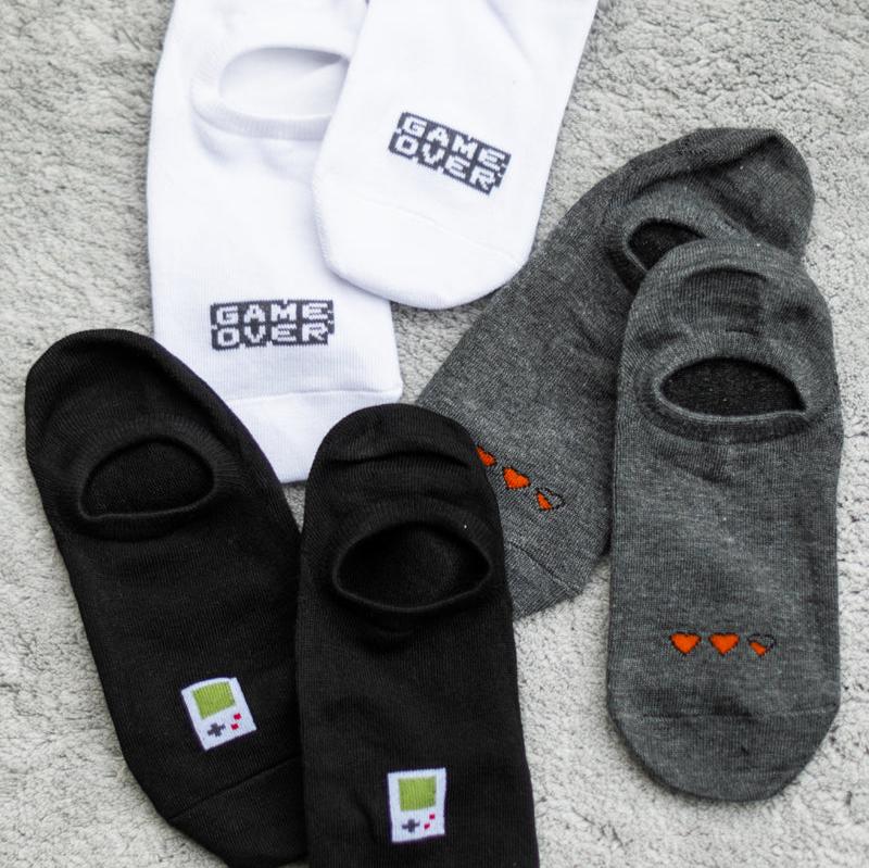 Below the Ankle Hidden Invisible No-Show Cotton Foot Socks with Retro Game Print