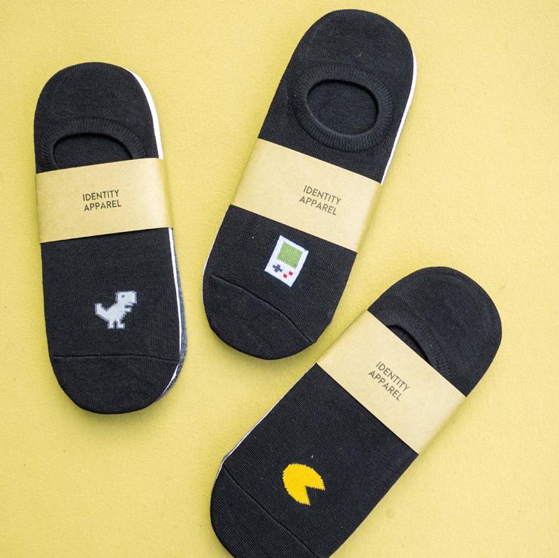 Below the Ankle Hidden Invisible No-Show Cotton Foot Socks with Retro Game Print