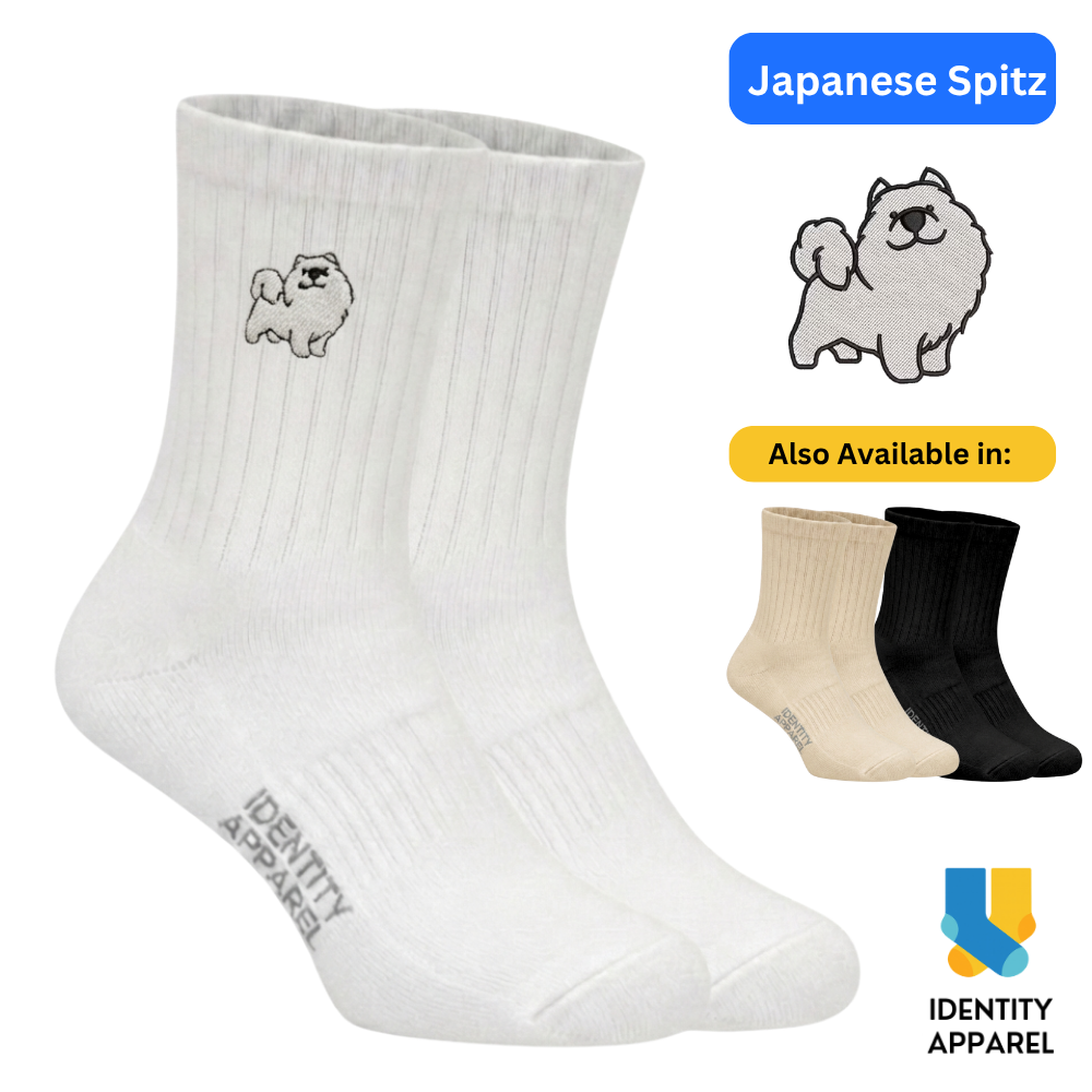 Japanese Spitz Embroidered Premium Cotton Socks | Pup Culture Collection