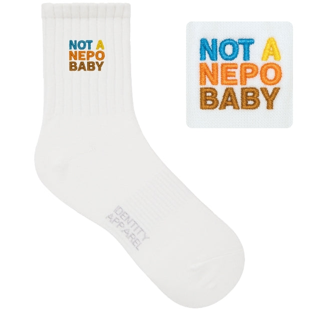 NOT A NEPO BABY - Limited Edition Embroidered Political Statement Socks