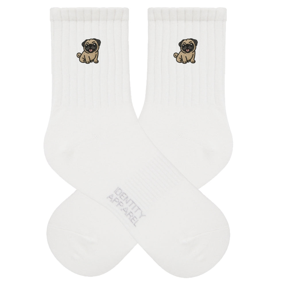 Pug Embroidered Cotton Socks for Dog Lovers | Pup Culture Collection