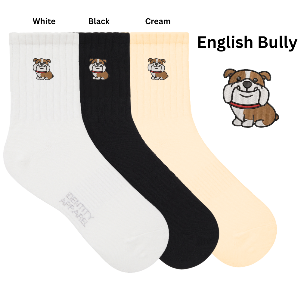 English Bulldog Embroidered Cotton Socks for Dog Lovers | Pup Culture Collection