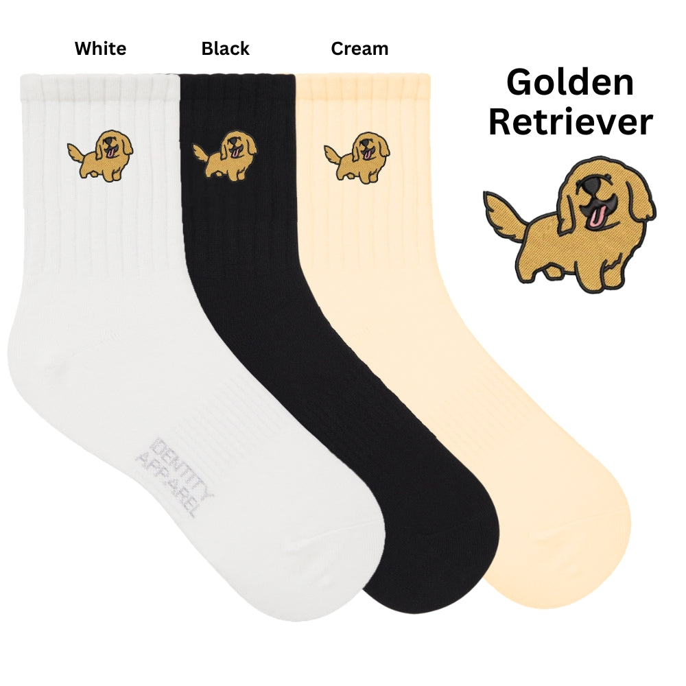Golden Retriever Embroidered Cotton Socks for Dog Lovers | Pup Culture Collection