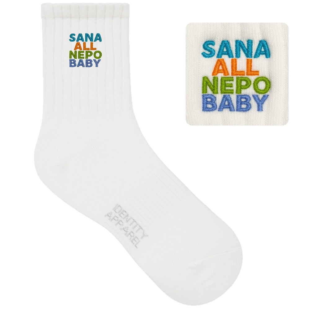 SANA ALL NEPO BABY - Limited Edition Embroidered Statement Socks