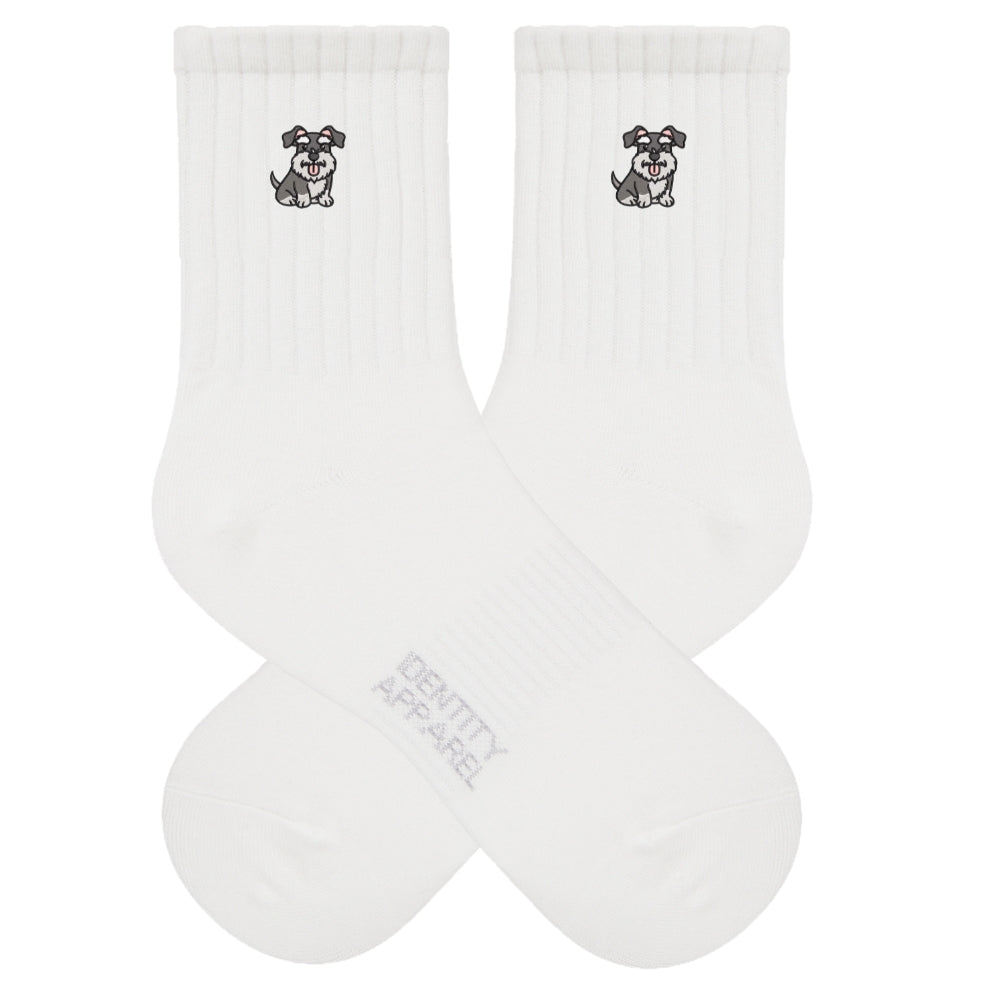 Schnauzer Embroidered Cotton Socks for Dog Lovers | Pup Culture Collection