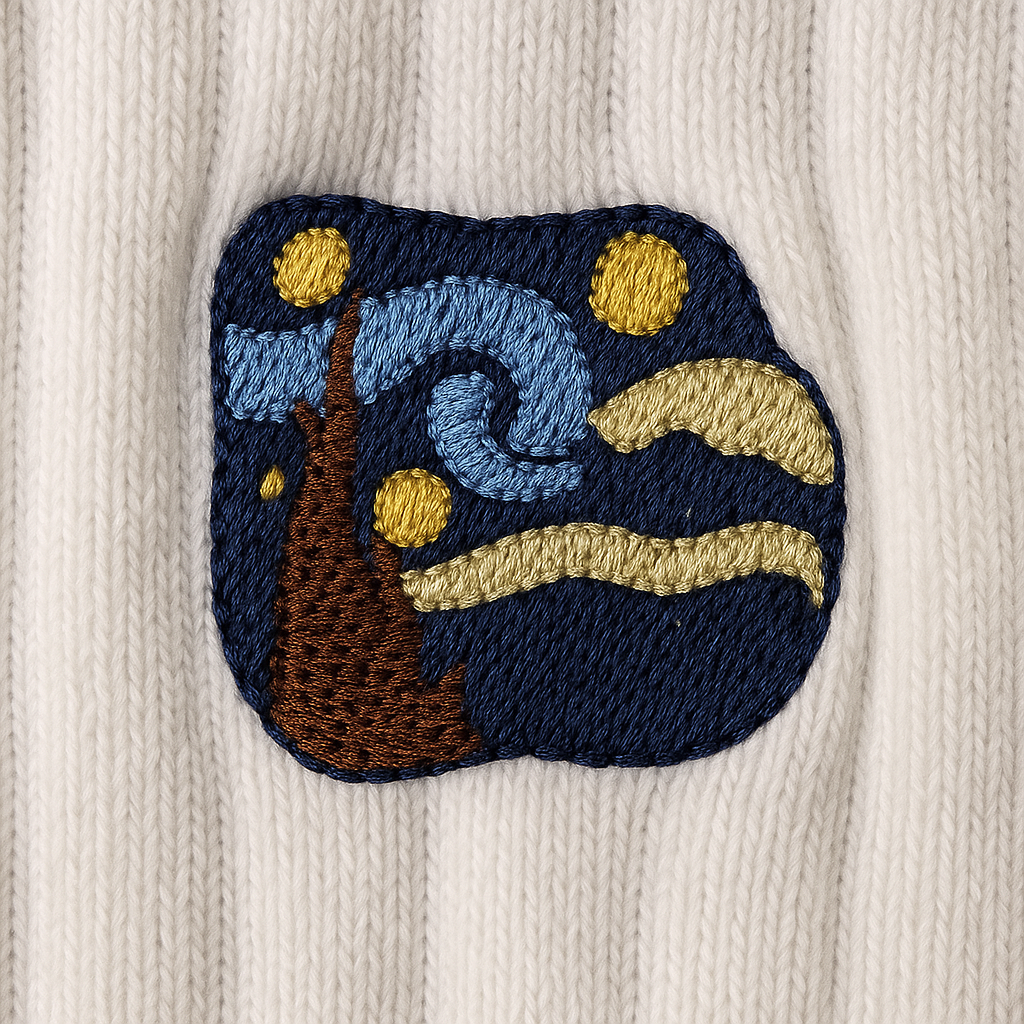 Starry Night Embroidered Cotton Socks | Art Gallery Collection