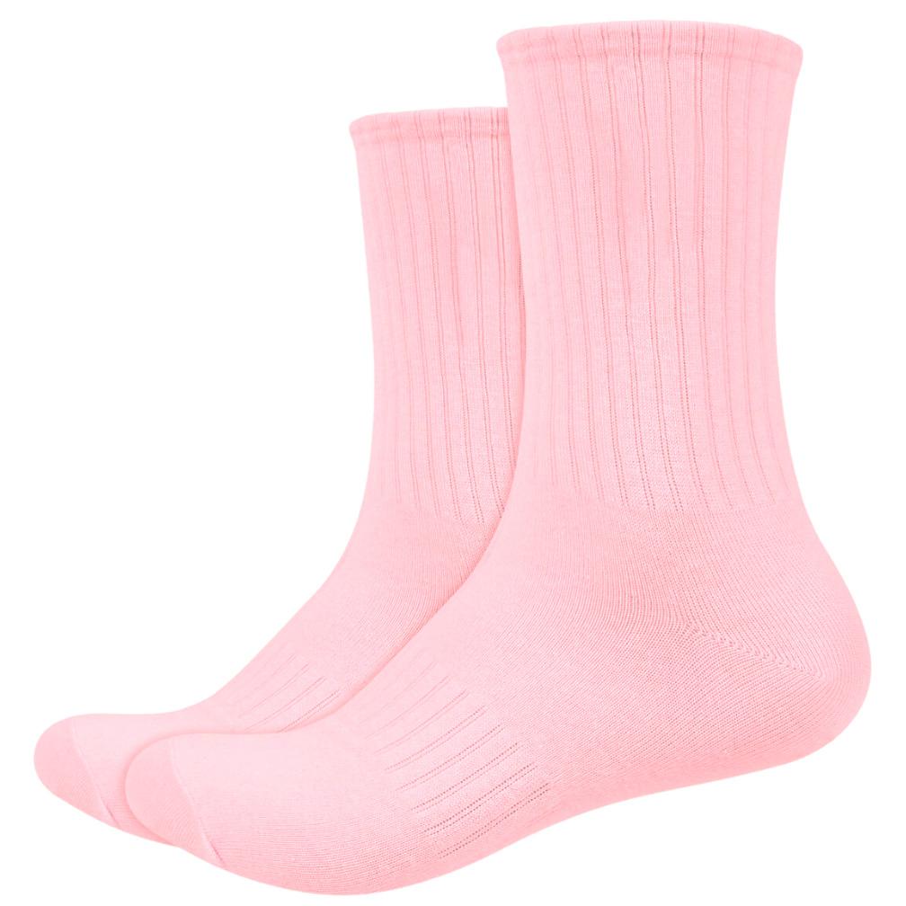 IDENTITY Apparel Unisex Colored Crew Length High Cut Cotton Socks with Striped Ribbing and Arch Support