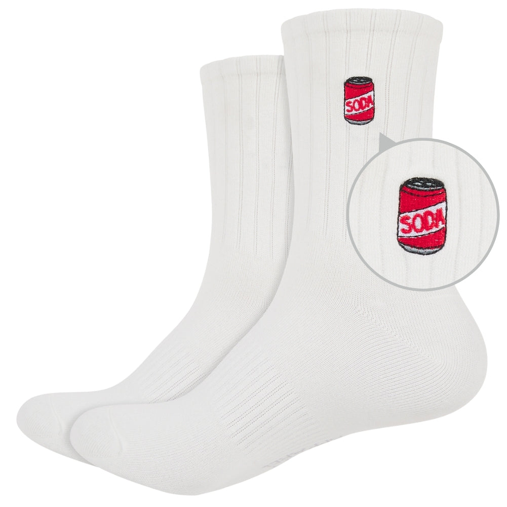 Soda Can Embroidered Basic Cotton Socks