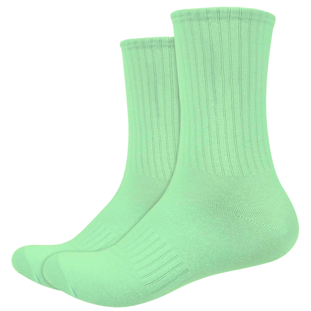 IDENTITY Apparel Unisex Colored Crew Length High Cut Cotton Socks with Striped Ribbing and Arch Support