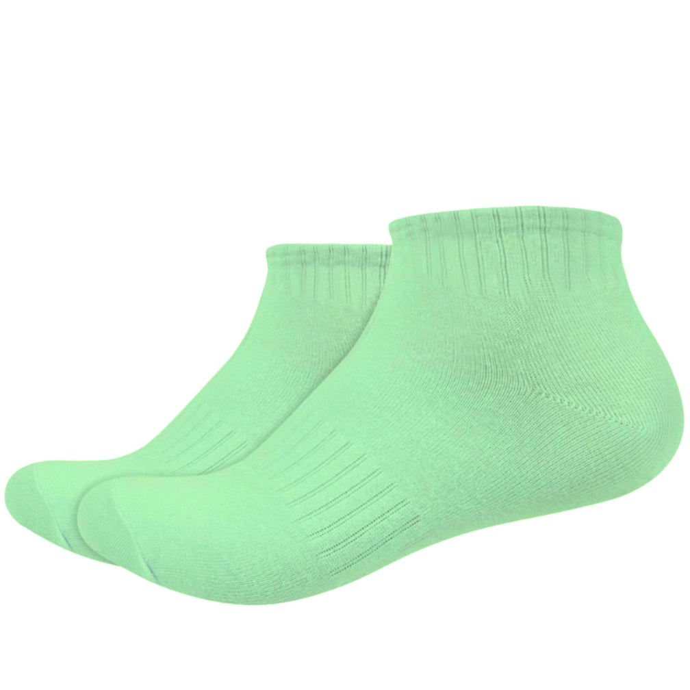 IDENTITY Apparel Unisex Colored Ankle Length Low Cut Cotton Socks with Striped Ribbing and Arch Support