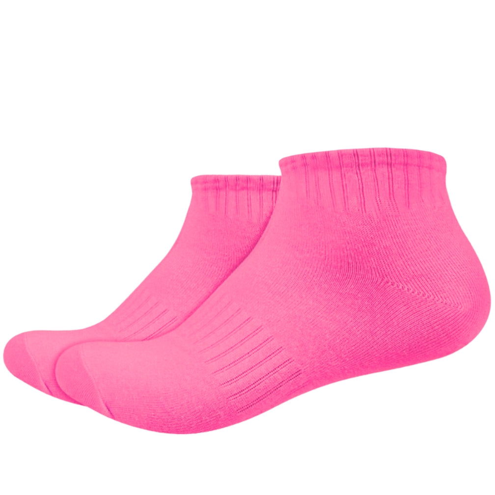 IDENTITY Apparel Unisex Colored Ankle Length Low Cut Cotton Socks with Striped Ribbing and Arch Support