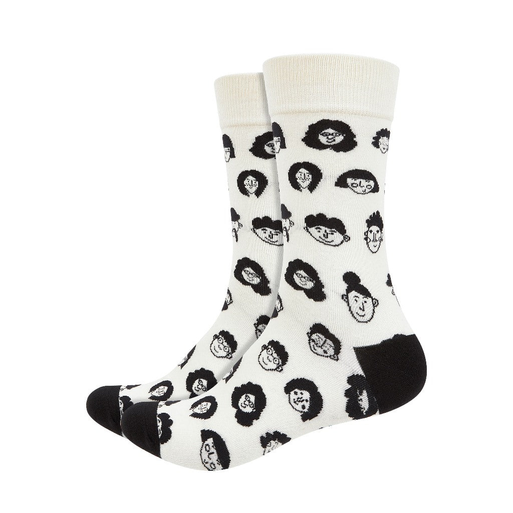 Faces Printed Crew Length Socks