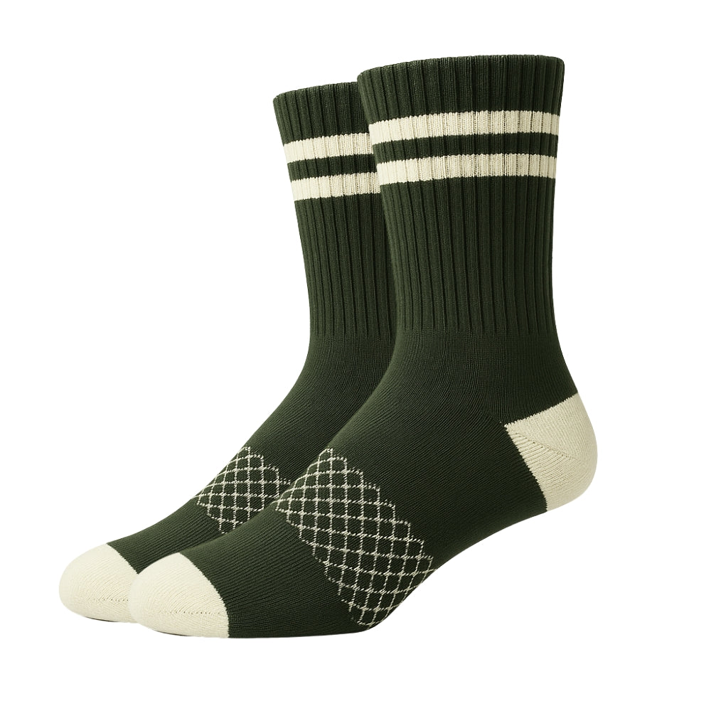 Mid Cut Quarter Length Running Sports Socks w/ Double Padded Cushioned Sole and Beehive Arch Compression Support