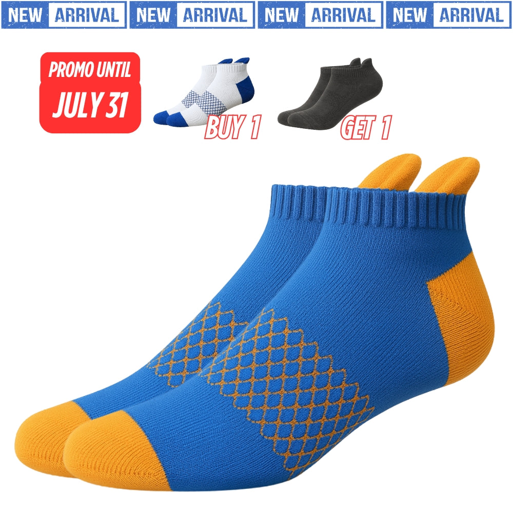 Low Cut Ankle Length Running Sports Socks w/ Double Padded Cushioned Sole and Beehive Arch Compression Support