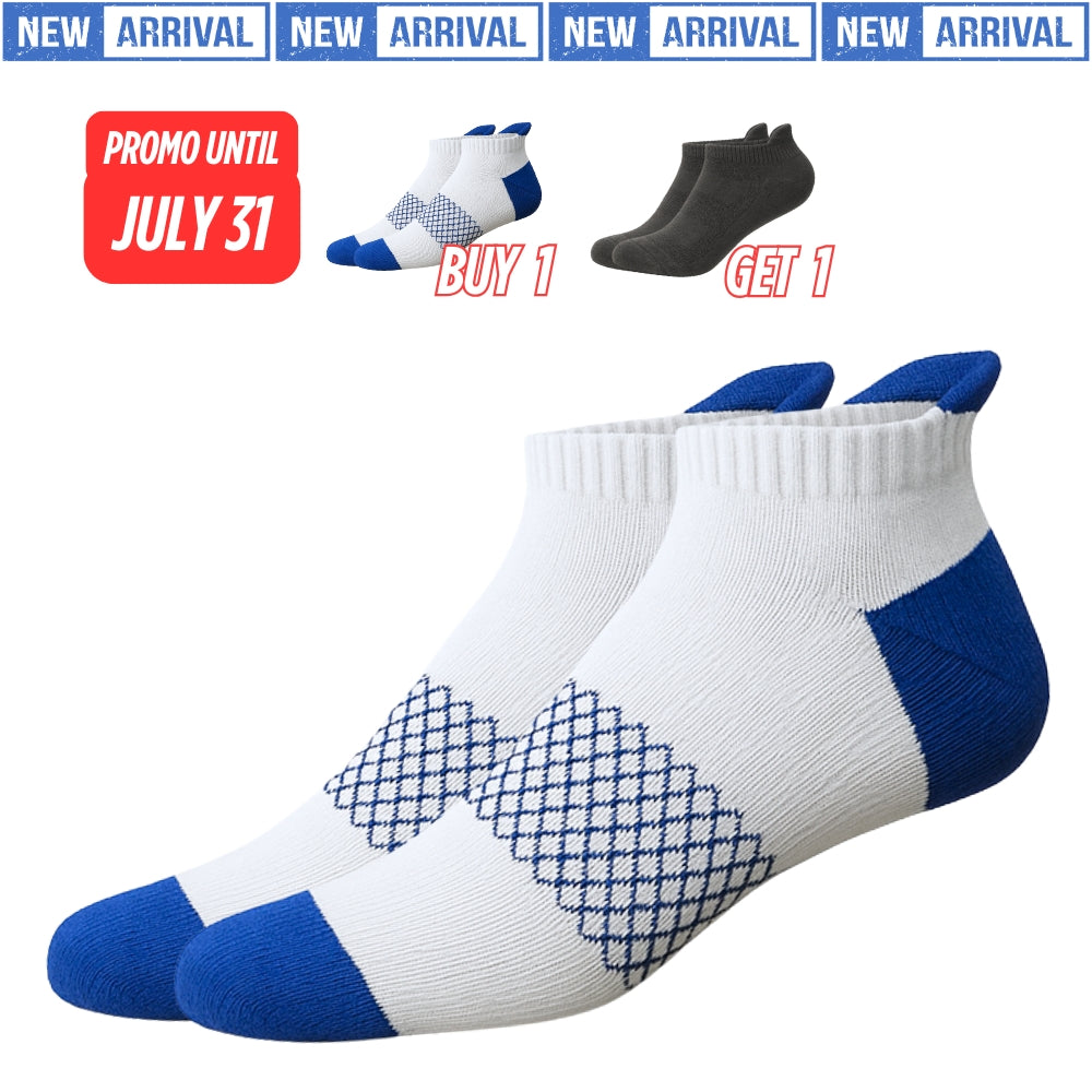 Low Cut Ankle Length Running Sports Socks w/ Double Padded Cushioned Sole and Beehive Arch Compression Support