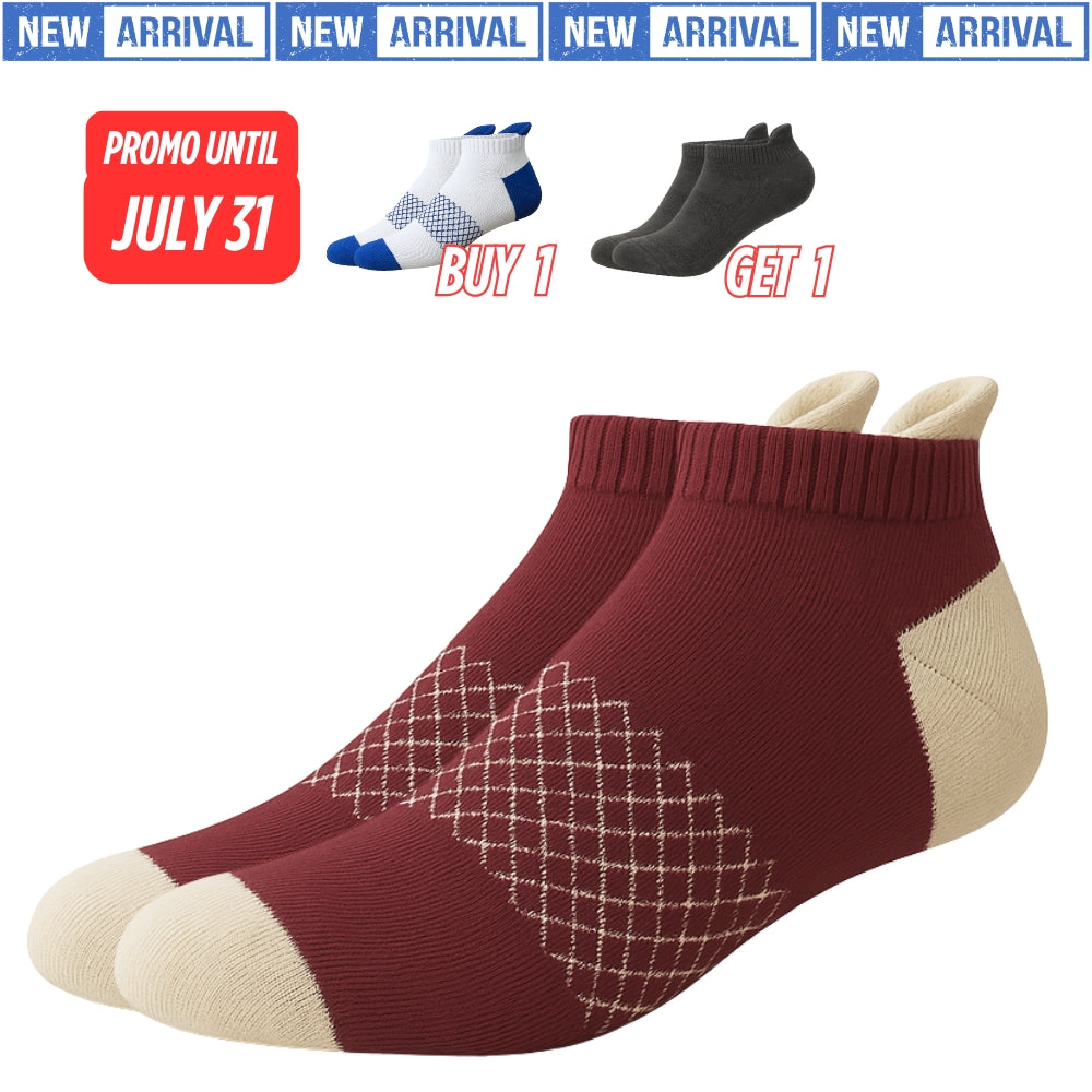 Low Cut Ankle Length Running Sports Socks w/ Double Padded Cushioned Sole and Beehive Arch Compression Support