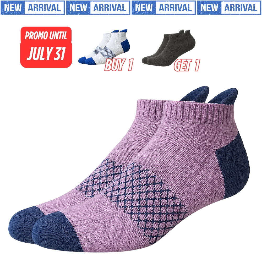 Low Cut Ankle Length Running Sports Socks w/ Double Padded Cushioned Sole and Beehive Arch Compression Support