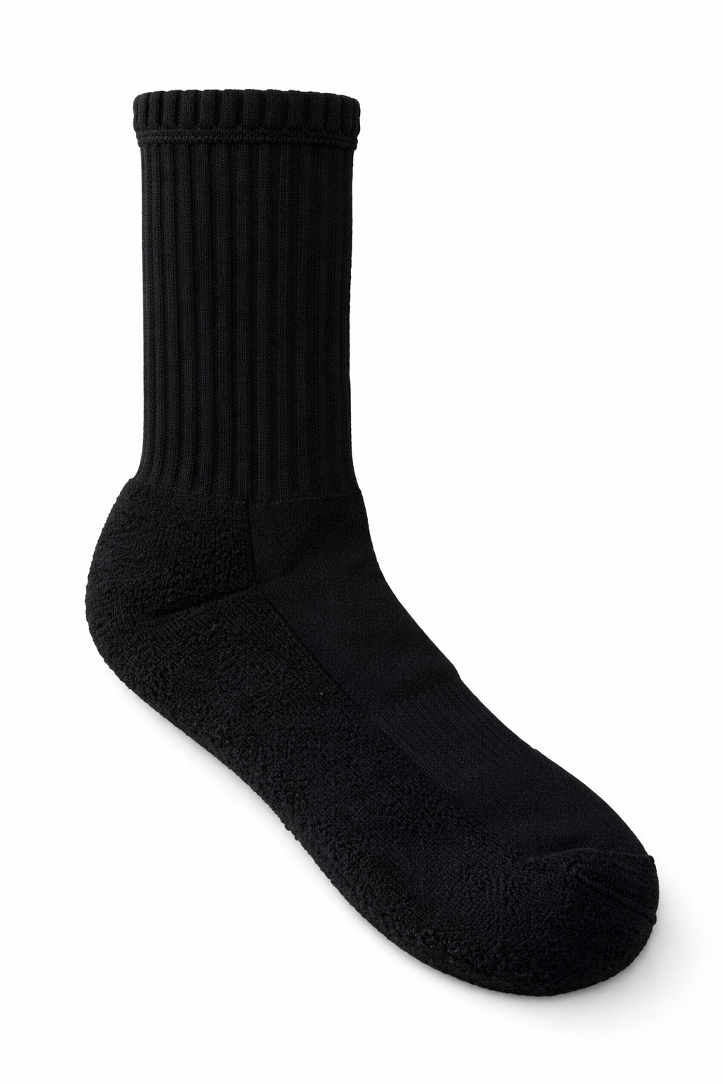 Extra Thick Basic Plain High Cut Double Padded Towel Cotton Socks w/ Garterized Ribbing and Arch Support